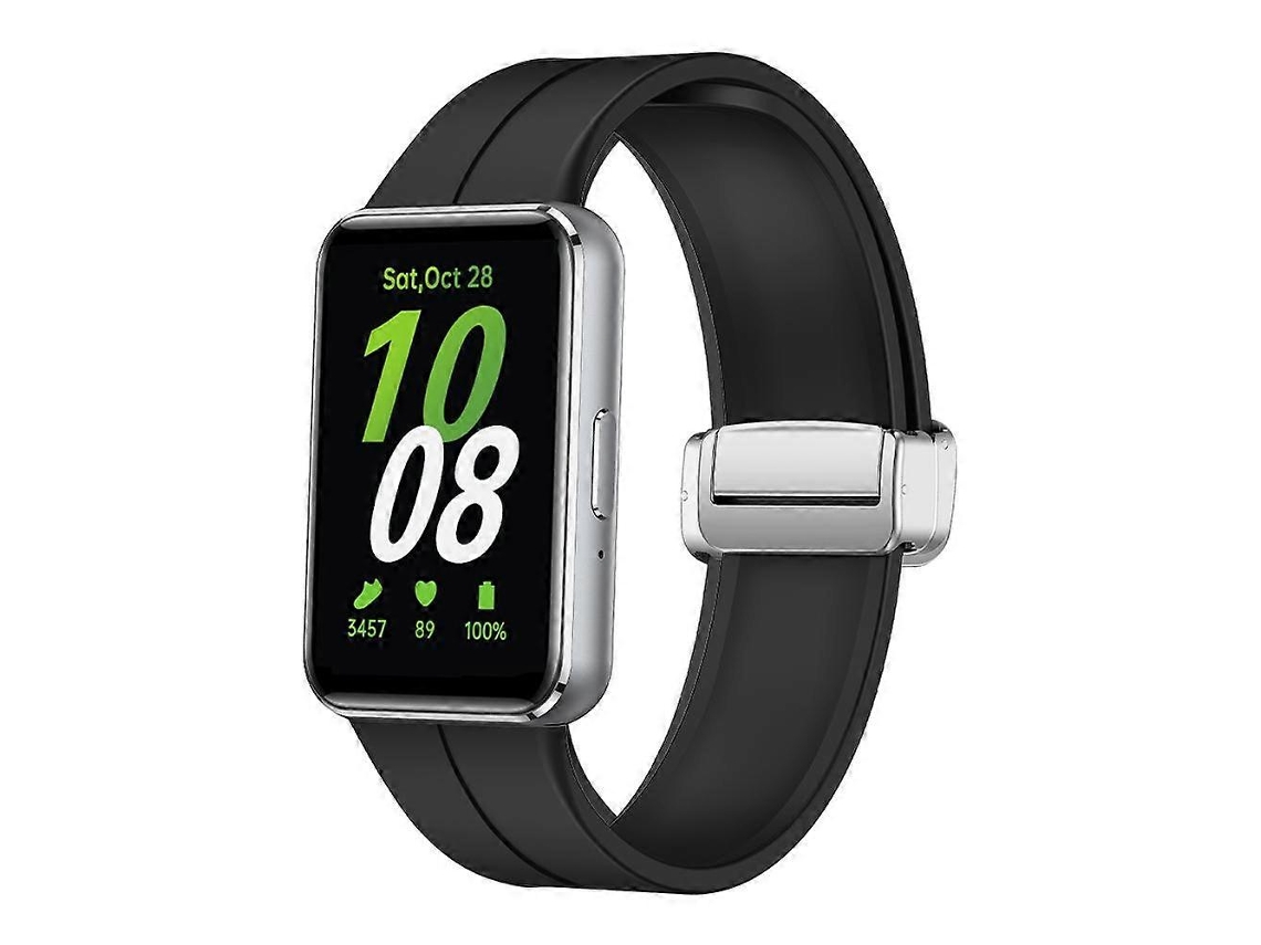 Pulseira De Silicone Prateada Com Fecho Magnético Dobrável Para Samsung Galaxy Fit 3