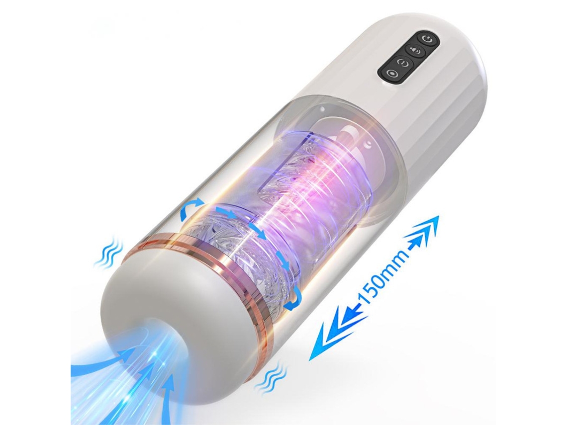 Masturbador Masculino de Silicone com Rotação Telescópica Automática Branco VEANXIN