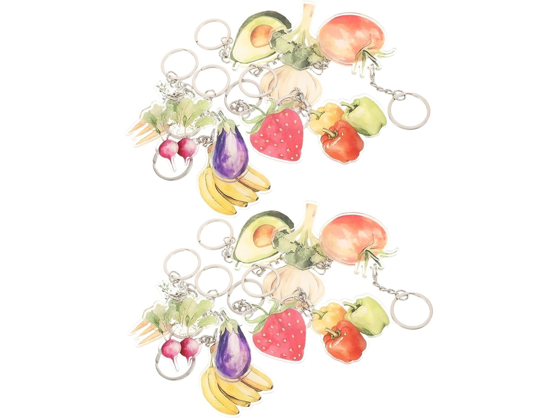 Conjunto De Presente Com 20 Peças: Chaveiros De Frutas Dupla Face