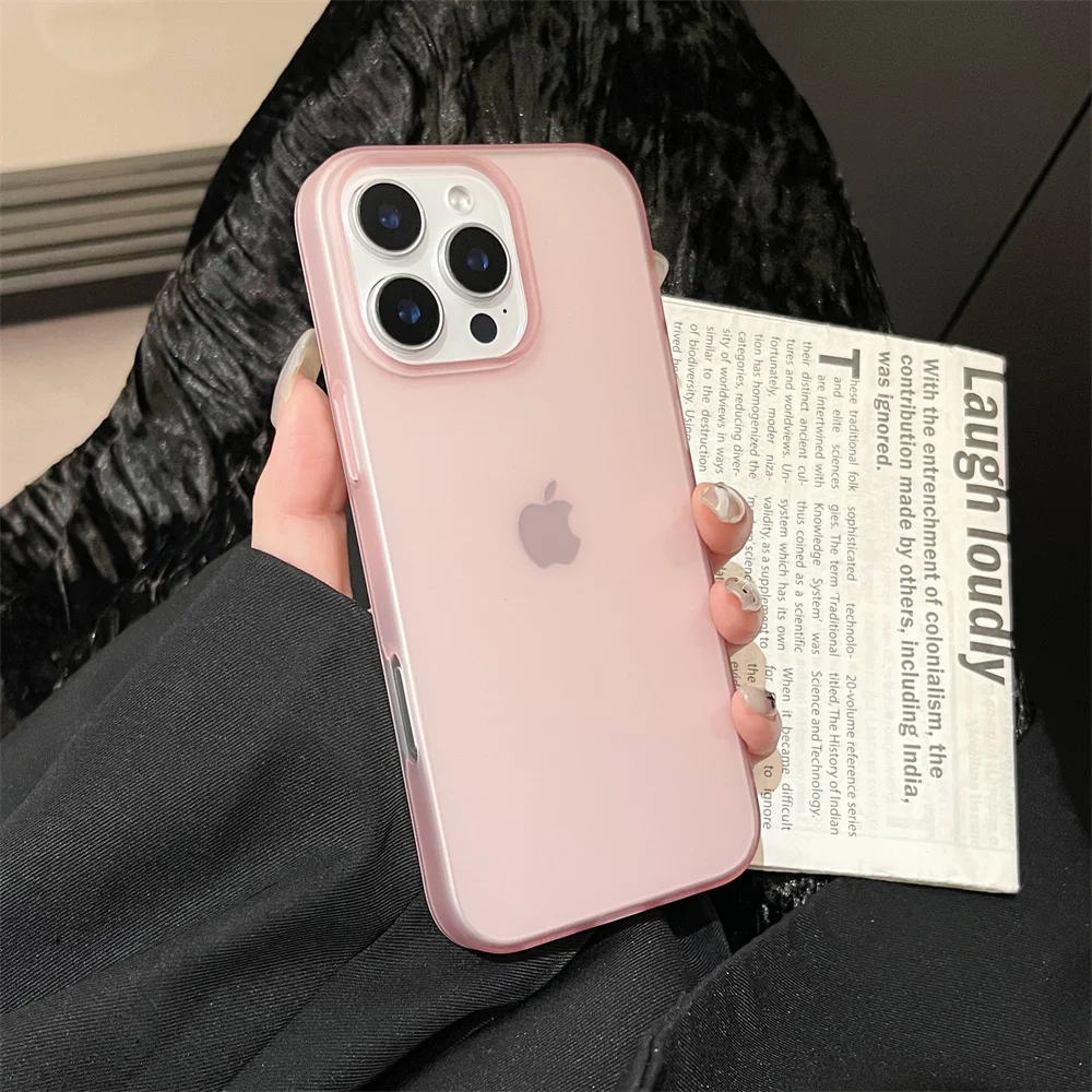 Capa Transparente Fosca Para Iphone (iphone 12, Rosa) Com Proteção De Silicone Resistente A Impactos.