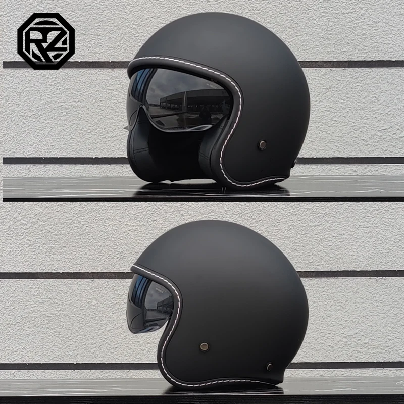 (m) Capacete De Motocicleta, Modelo Retrô 3/4 Com Viseira Integrada