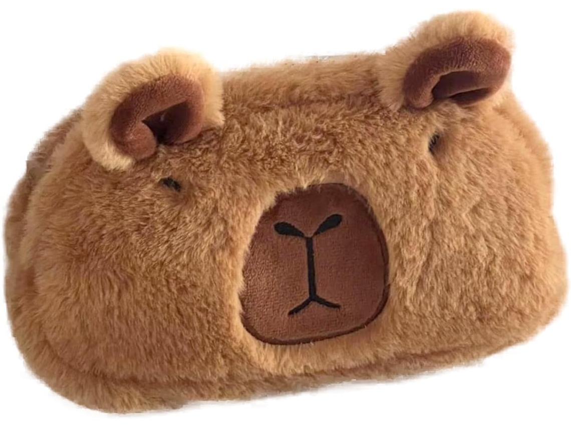 Estojo para Lápis, com Zíper, Macio, Organizador, Pelúcia, Capivara, Animal, Escolar AQUAFORGE