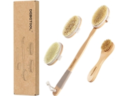 Escova Corporal Debetool – Com Cerdas Naturais De Javali E Facial, Escova Com Cabo Longo De Madeira Para Tratamento