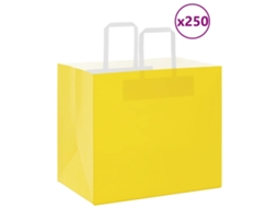 Vidaxl Sacos De Papel 250 Unid Com Alças Amarelo 32x22x28 Cm