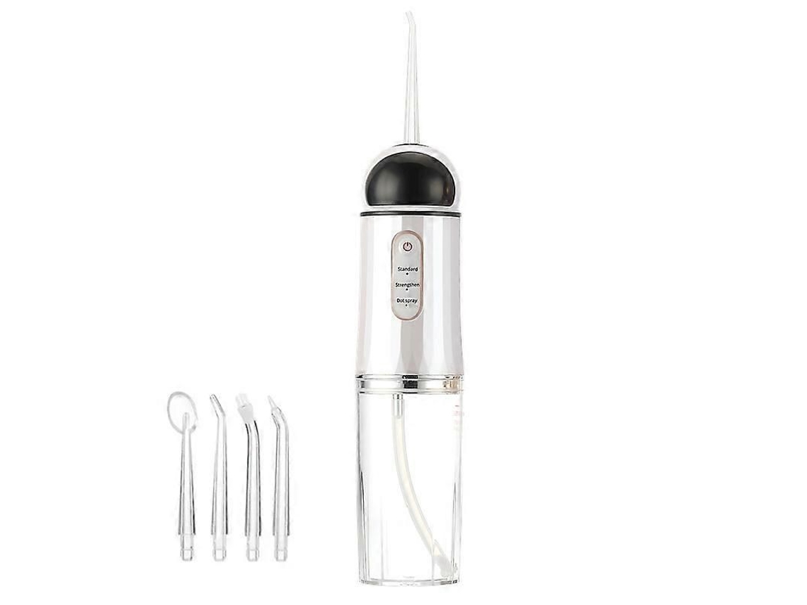 Fio Dental Elétrico Portátil para Limpeza Oral e Dentária Preto e Branco TAISHENGDA (4 Bicos)