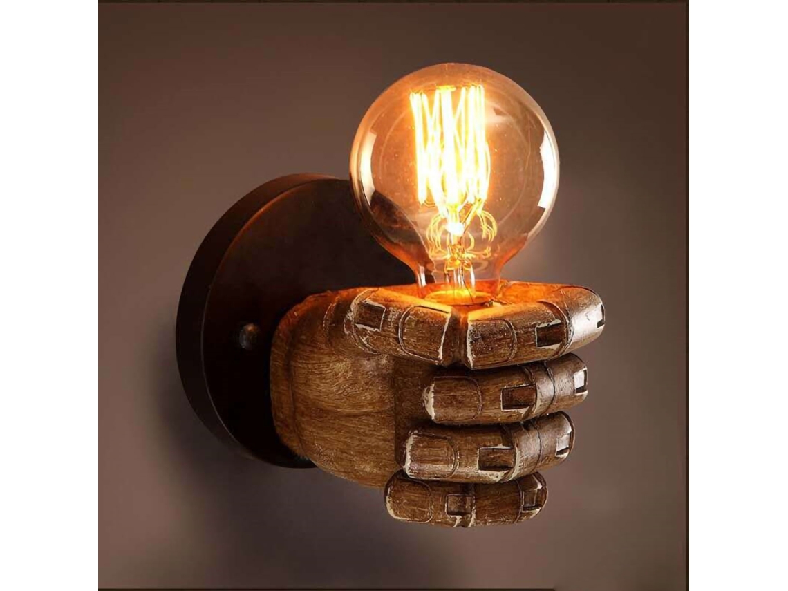 Luminária de Parede com Alça e Arte em Ferro para Casa e Café BRILVIBERA