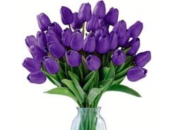 20 Tulipas Artificiais "real Touch" em Látex, Tulipas Falsas, Buquê de Casamento, Roxas AQUAFORGE