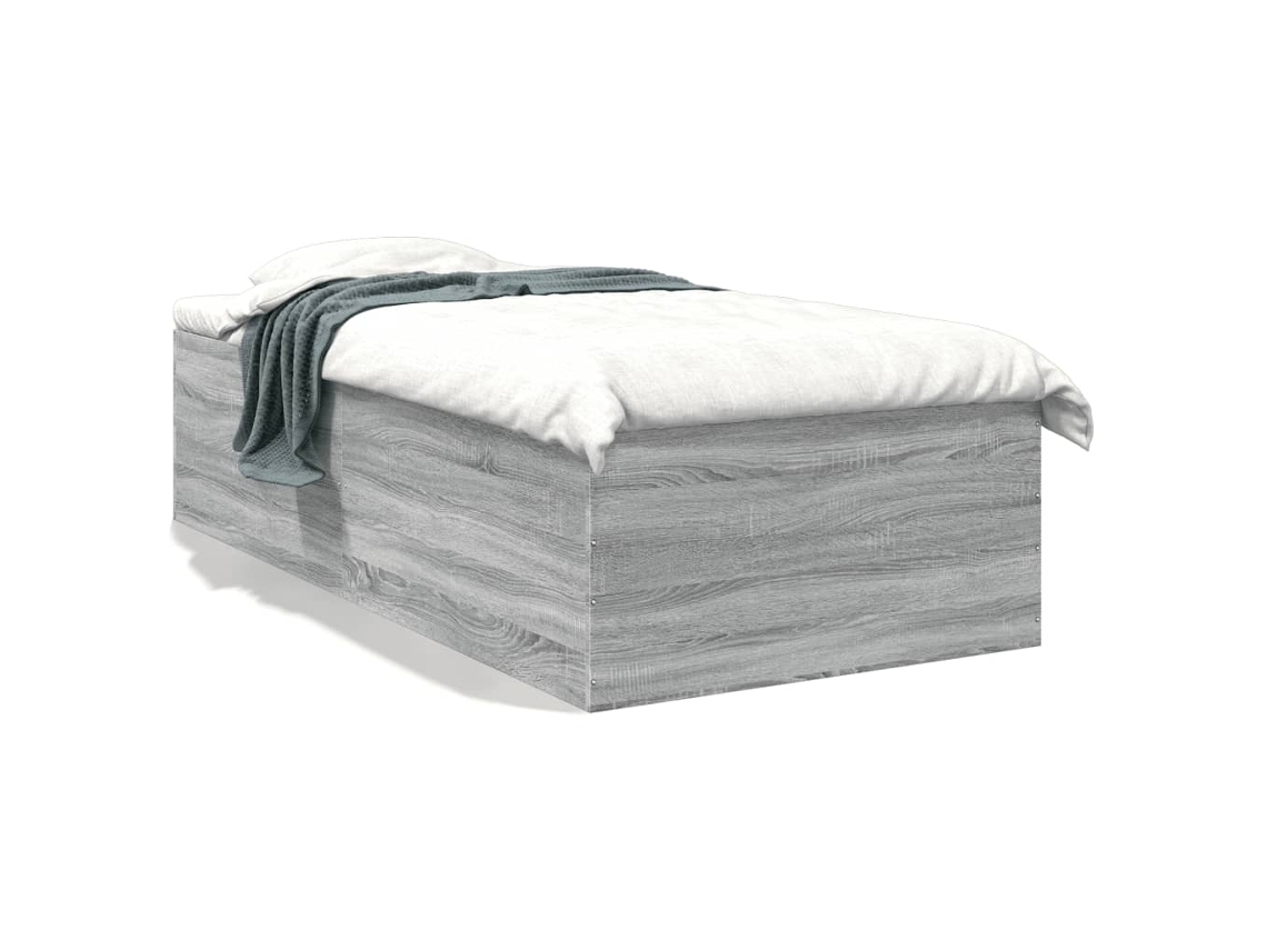 Estrutura de Cama MAISON EXCLUSIVE Derivados de Madeira Cinzento Sonoma (75x190 cm)