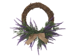 Omni corona de Lavanda Artificial 40cm Con Moño para Puerta Ventana Chimenea Decoración Hogar Boda Navidad