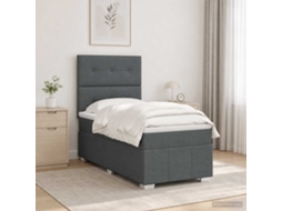 Vidaxl Cama Box Com Led E Colchão Cinzento-escuro 80 X 200 Cm Tecido
