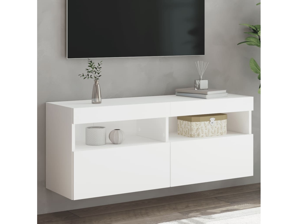 Vidaxl Móvel de Parede para Tv com Luzes Led 100x30x40 Cm Branco