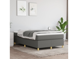 Vidaxl Cama Com Molas/colchão 120x200 Cm Tecido Cinzento-escuro