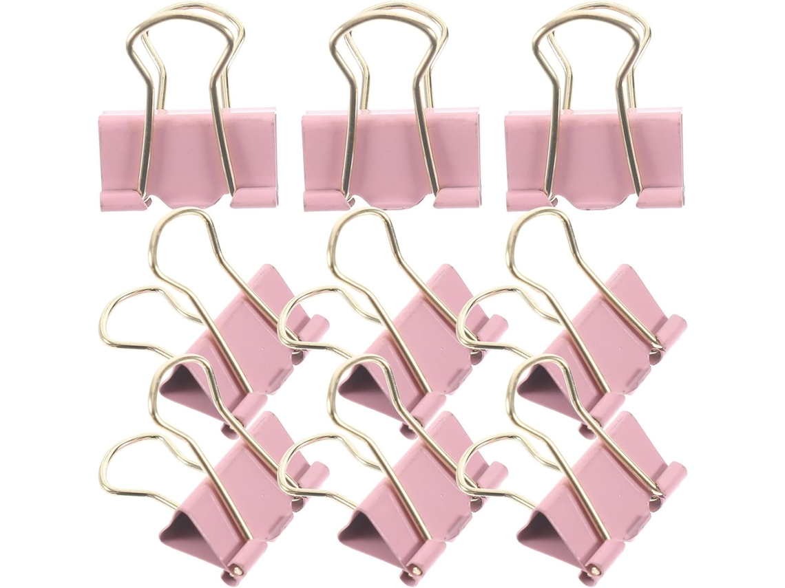 Hemobllo 9-clips, Acessórios Funcionais Para Escritório E Casa, Clips De Pasta Em Metal Rosa, Práticos Para Prender