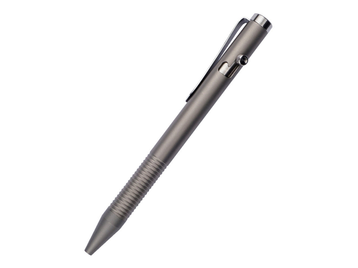 Caneta Esferográfica Portátil de Liga de Titânio Ferramenta de Equipamento para Escrita Presente de Escritório para Viagens Ao Ar Livre Cinza