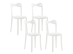 Conjunto De 4 Cadeiras De Jardim Beliani Camogli De Material Sintético Branco 38x40x80