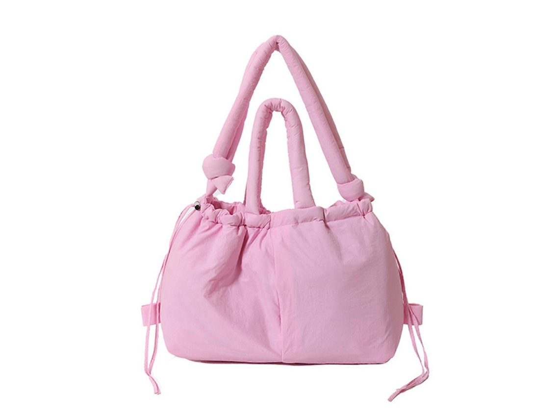 Bolsa Transversal Feminina Versátil, Mochila De Grande Capacidade, Cor Sólida, Estilo Mensageiro, Modelo Puffer Simples, Rosa.