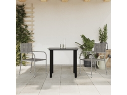 Conjunto 3 Pcs De Jantar Para Jardim Vime Pe E Aço Cinza/preto Dkd Home Decor