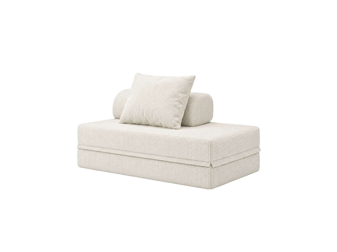 Sofá Modular 2 Lugares Convertível Veludo Regular Bege SKOFFA