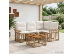 Vidaxl Conjunto De Sofás Para Exterior 5 Pcs Natural E Branco Creme