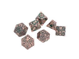 Primerox 7pcs Dados de Metal Sólido Gravados para Jogos de Tabuleiro Rpg Portátil Verde