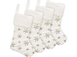 Pacote De 4 Meias Grandes De Natal Com Flocos De Neve E Lantejoulas Douradas Olysi Shop