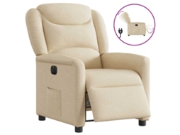 Vidaxl Poltrona Reclinável Elétrica Tecido Cor Creme