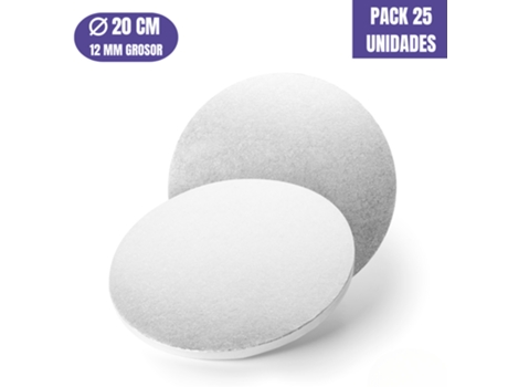 Base Para Bolo Redonda Prata - 20 X 1,2 Cm (25 Uds)