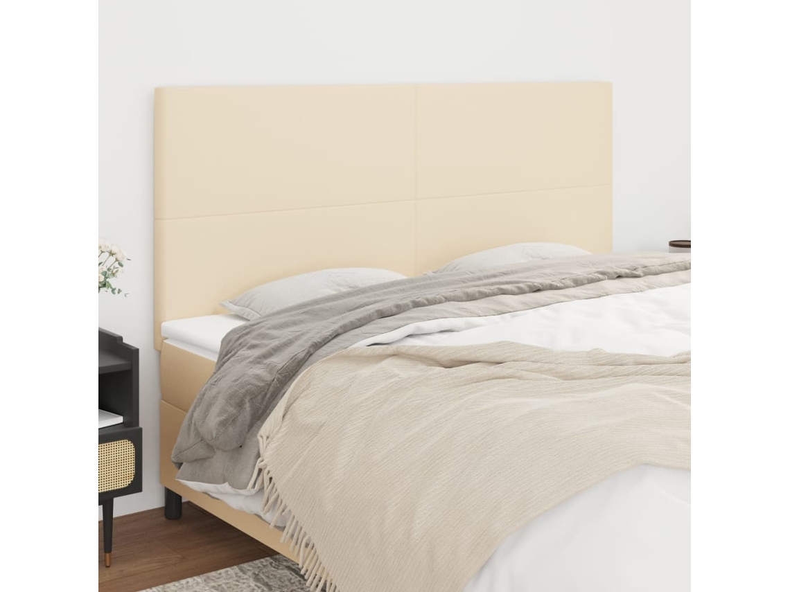 Cabecero de 4 piezas, tela, 80x5x78/88 cm, color crema