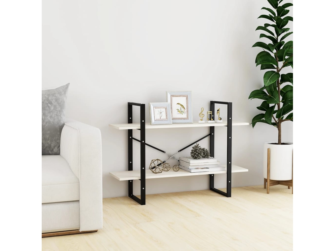 Vidaxl Estante Com 2 Prateleiras 100x30x70 Cm Pinho Maciço Branco