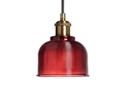 Candeeiro Suspenso Metal e Vridro Craiova Vermelho LEDKIA
