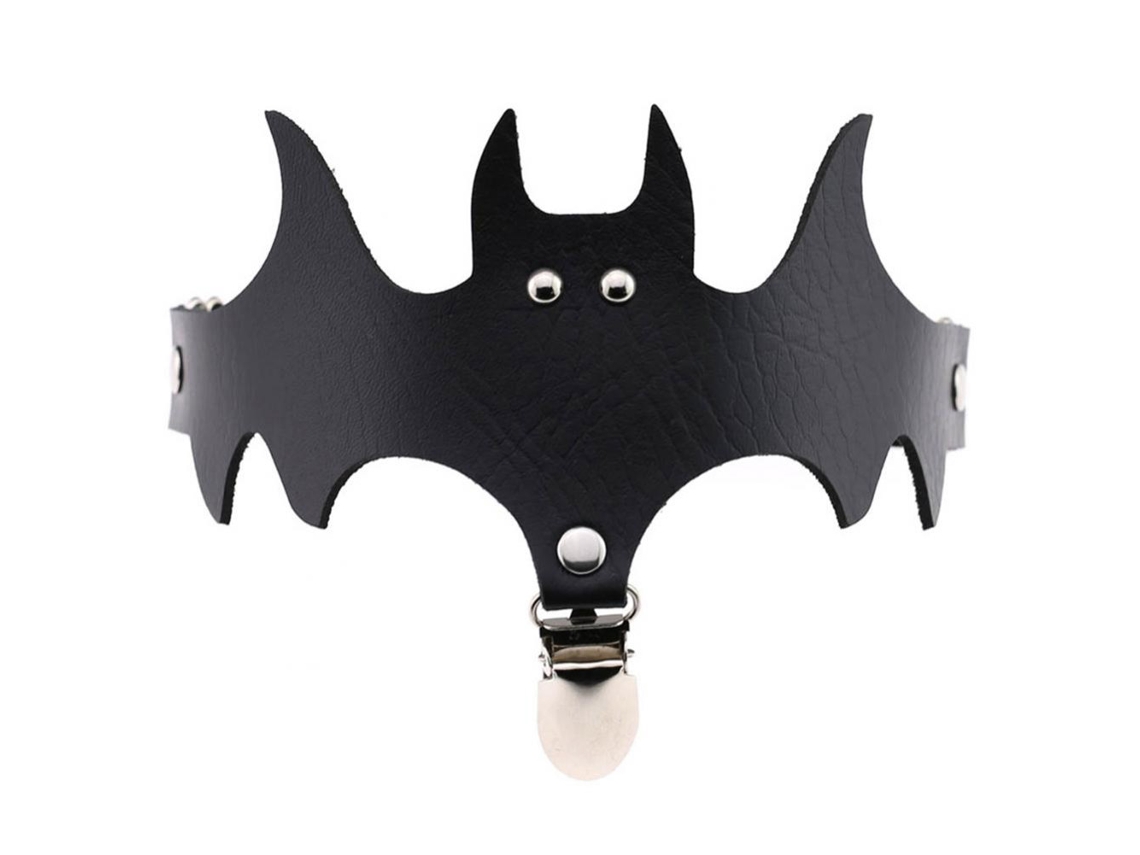 Laxiscreed Clips De Punho De Couro Preto Com Asa De Morcego, Acessório Fashion Para Meias E Festivais