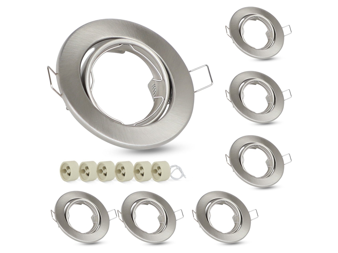 Kit 6 Refletores Embutidos Gu10 Estrutura Base 230 V Luz 50 Mm Refletor De Alumínio Ajustável 30° Para Lâmpadas Led Halógenas Nettlife