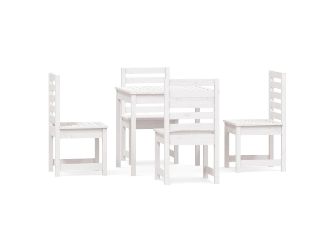 Conjunto de 5 Jantar para Jardim Madeira de Pinho Maciça Branco MAISON EXCLUSIVE (90x200 cm)