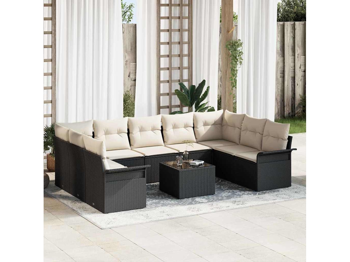 Vidaxl Conjunto De Sofá De Jardim 10 Unid. Castanho Vime Pe
