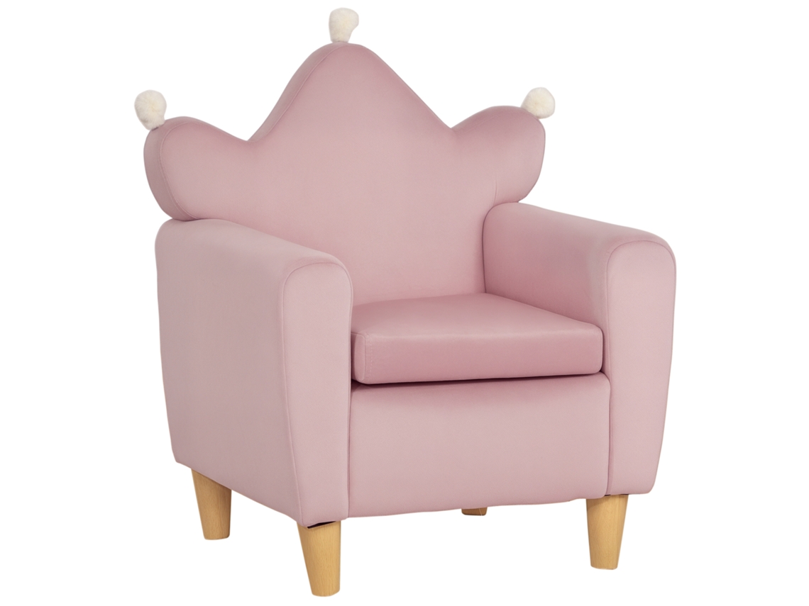 Mini Sofá Poltrona Infantil para Crianças +3 Anos com Assento Acolchoado e Apoios de Braço 50x42x58 Cm Rosa Ge