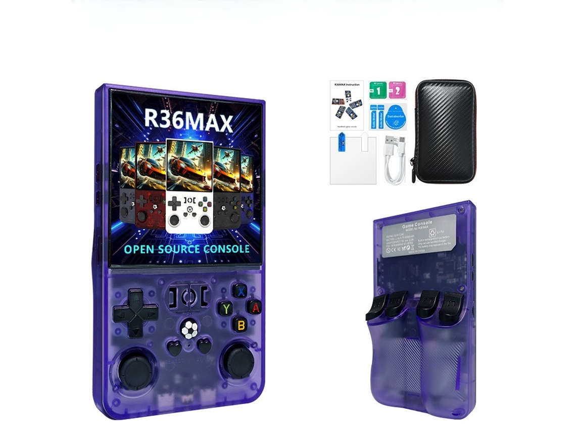 Console Portátil Jogos Retrô R36max Incluindo Ps1/gba/snes, Tela Ips De 4 Polegadas, 64 Gb （roxo Transparente）czhhmart