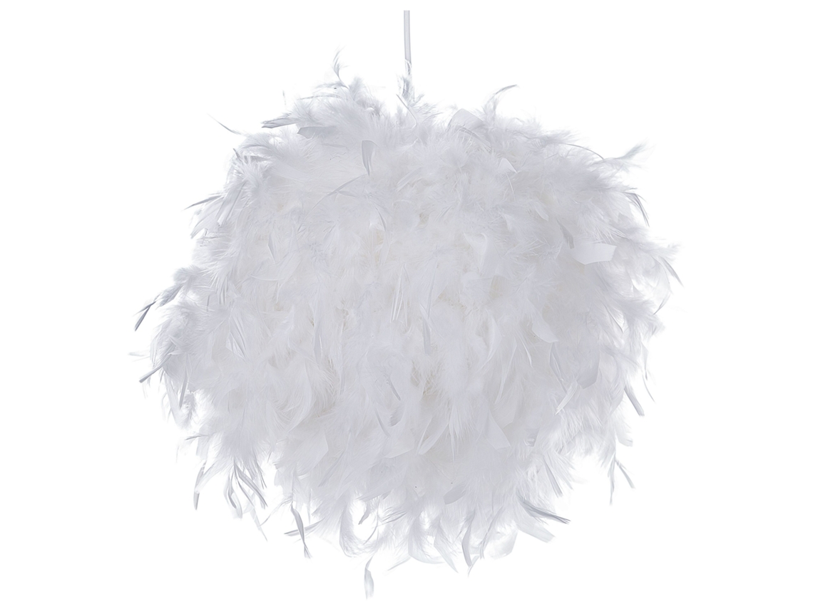 Lámpara Colgante Beliani Drava De Plumas De Pato Blanco 40x40x154