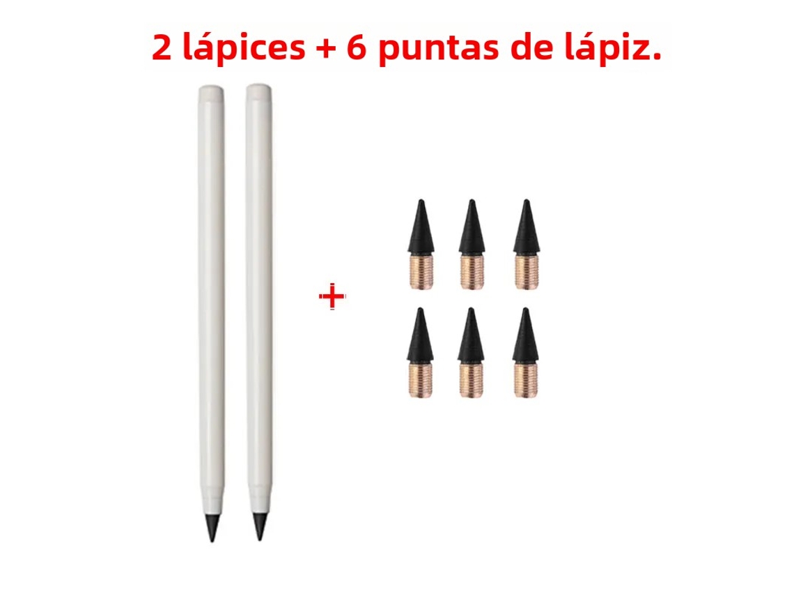 Conjunto de Lápis de Escrita Infinita, Inclui 2 Lápis e 6 Minas de Substituição, Apagáveis. MDUG (estilo C)