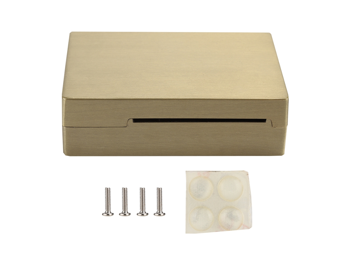 Carcaca De Metal De Alumínio Duro E Espesso V3 Com Tapete Antiderrapante Para Raspberry Pi 3 Cor De Latão