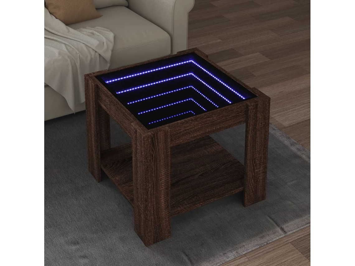 Vidaxl Mesa De Centro C/ Leds 53x53x45 Cm Derivados De Madeira