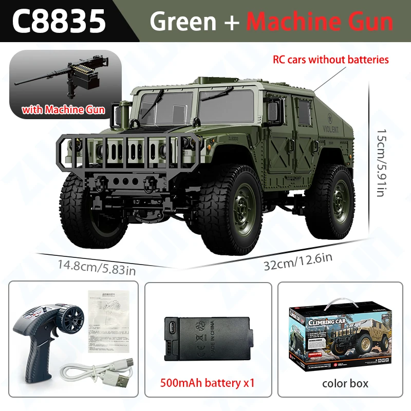 (verde) 1:14, Simulação De Controle Remoto 2.4g, Carro De Brinquedo Para Escalada Off-road Com Tração Nas Quatro Rodas