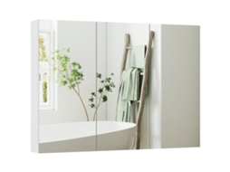 Armário de banheiro espelhado 3 portas branco, 91,5x11,5x65 Cm, prateleiras ajustáveis | S/MARCA