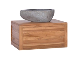 Vidaxl Armário De Parede P/ Casa De Banho 60x45x30 Cm Teca Maciça
