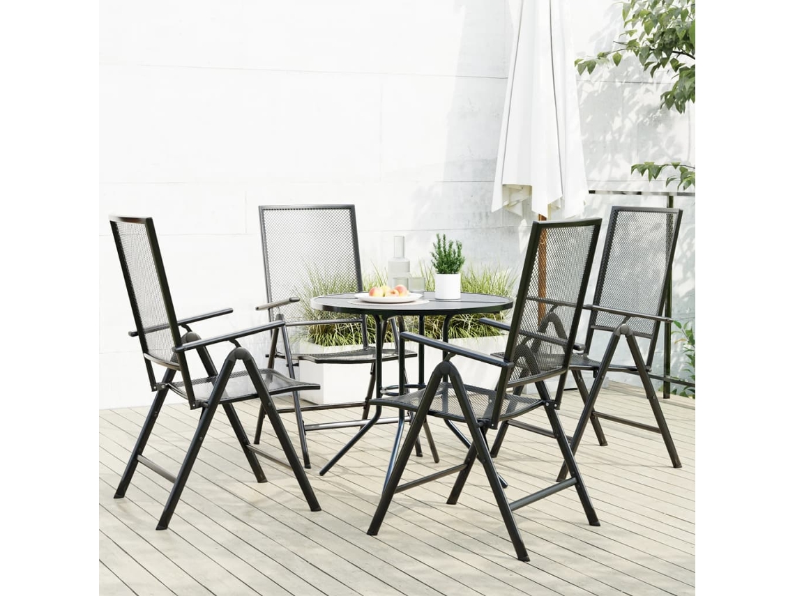 Conjunto Reclinável de Jardim 5 peças Aço Revestido Pó Antracite Dkd Home Decor