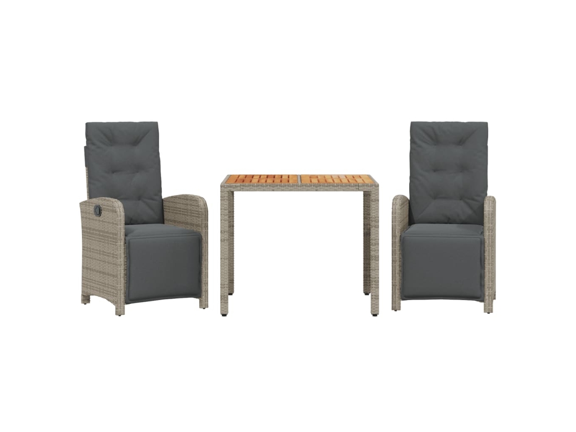 Maison Exclusive - 3 Pcs Conjunto Bistrô Com Almofadões Vime Pe Cinza