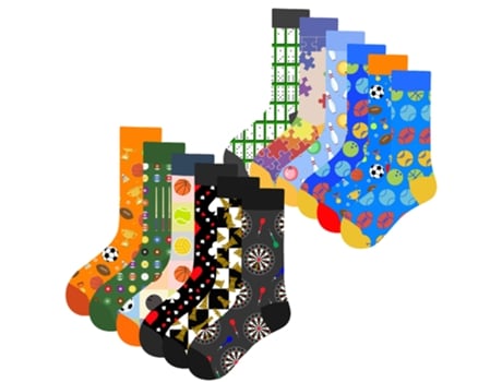 Pacote com 12 pares de meias até o joelho com estampas, esportes e jogos, tamanho único 37-44 Mac Been