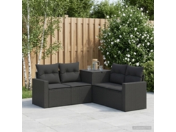 Vidaxl Conjunto De Sofás 5 Unid. Preto Rattan Poliéster E Aço