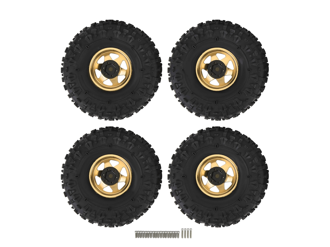 Mali conjunto de Pneus de Rc Crawler 1.9 Polegada com Aro de Metal para Redcat Axial Scx10 Dourado