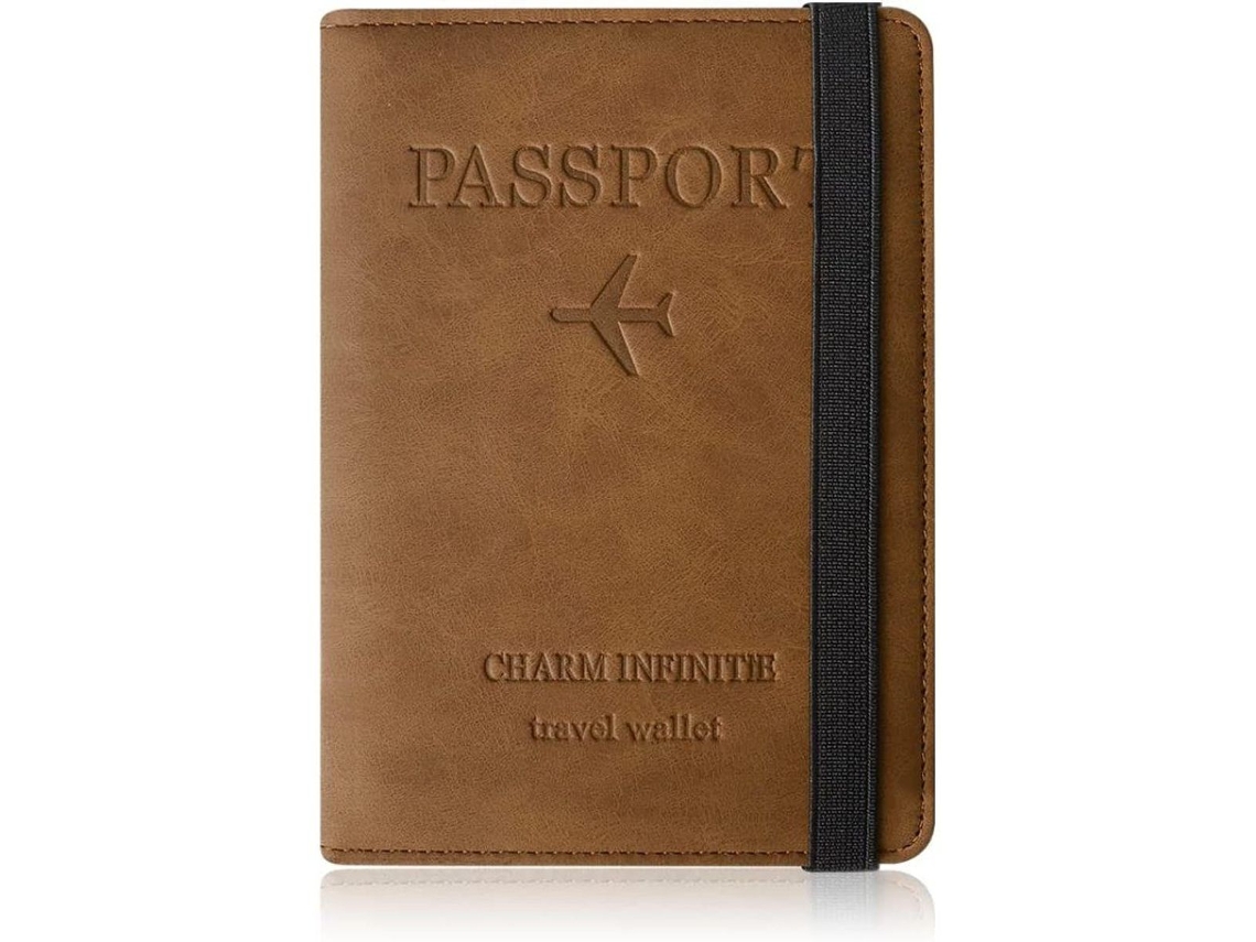 Porta-passaporte Czyan Em Couro Sintético Com Proteção Rfid E Bloqueio Rfid