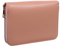 Bolsa Organizadora De Couro Pu Rosa Com Zíper E Alça, Ideal Para Moedas E Cartões.